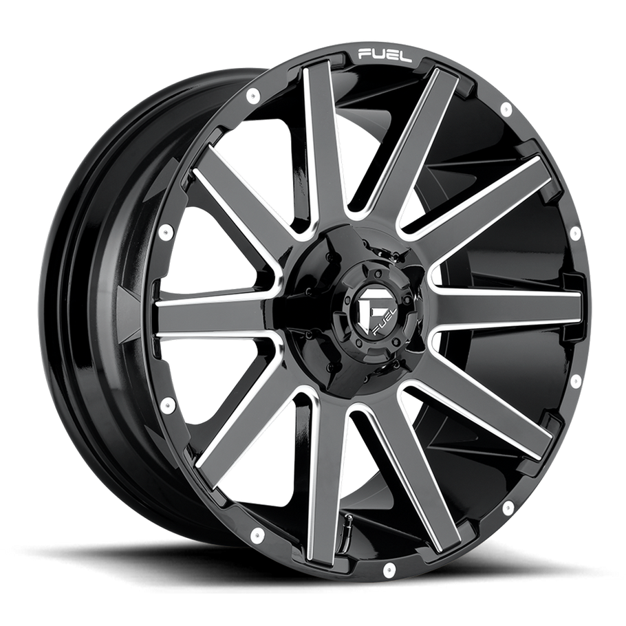 Fuel D615 CONTRA 20x9 ET20 6x135/139.7 106.10mm GLOSS BLACK MILLED (Load Rated 1134kg)