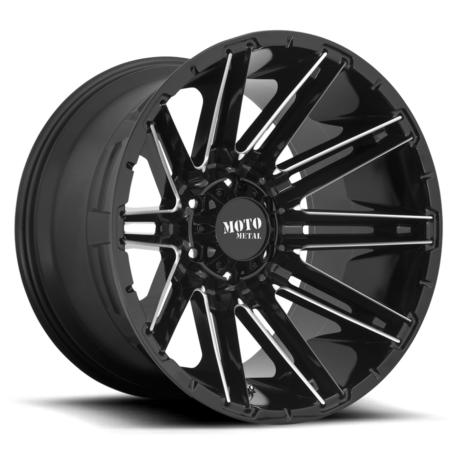 Moto Metal MO998 KRAKEN 20x9 ET0 8x170 125.10mm GLOSS BLACK MILLED (Load Rated 1651kg)