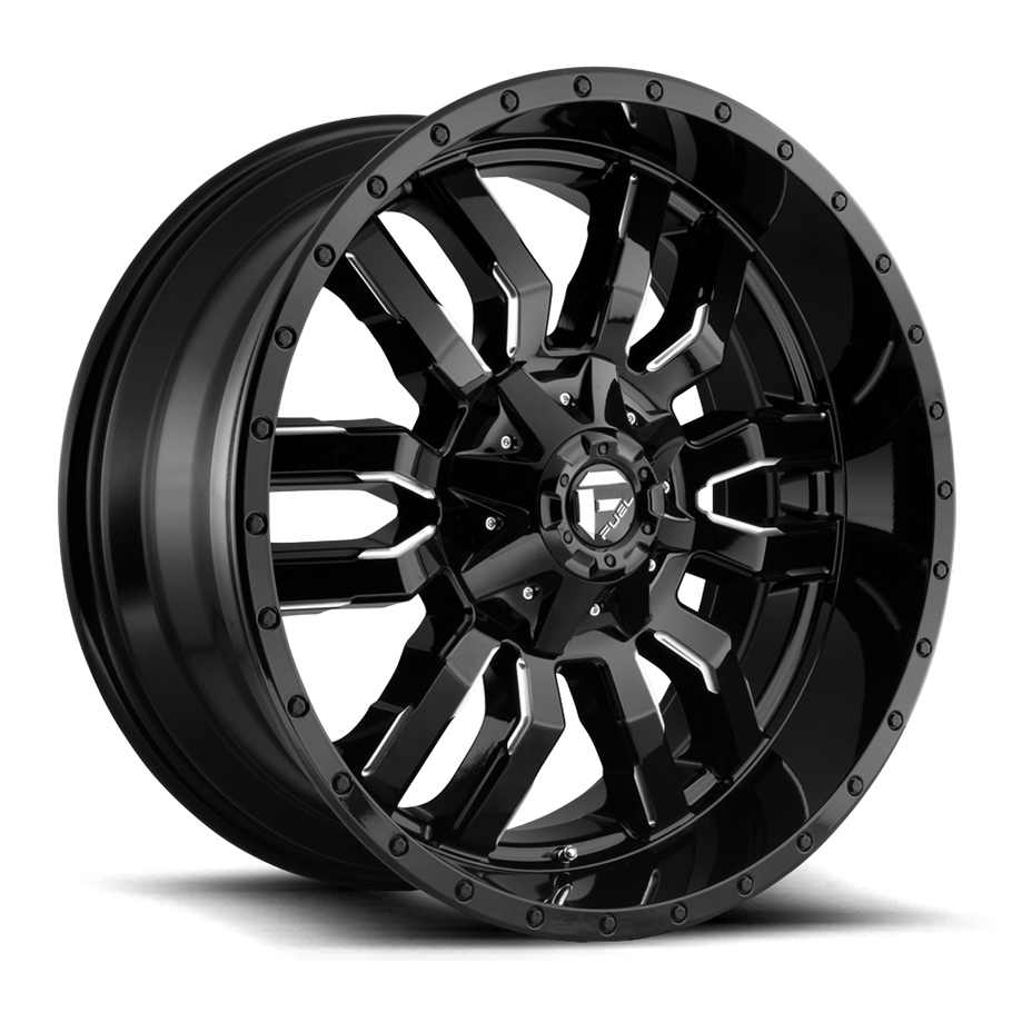 Fuel D595 SLEDGE 18x9 ET-12 6x135/139.7 106.10mm GLOSS BLACK MILLED (Load Rated 1134kg)