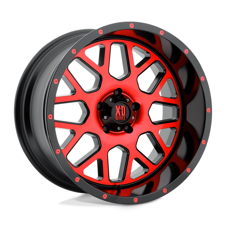 XD XD820 GRENADE 20x10 ET-24 5x127 78.10mm SATIN BLACK MACH FACE W/ RED TINTED CLEAR COAT (Load Rated 1134kg)