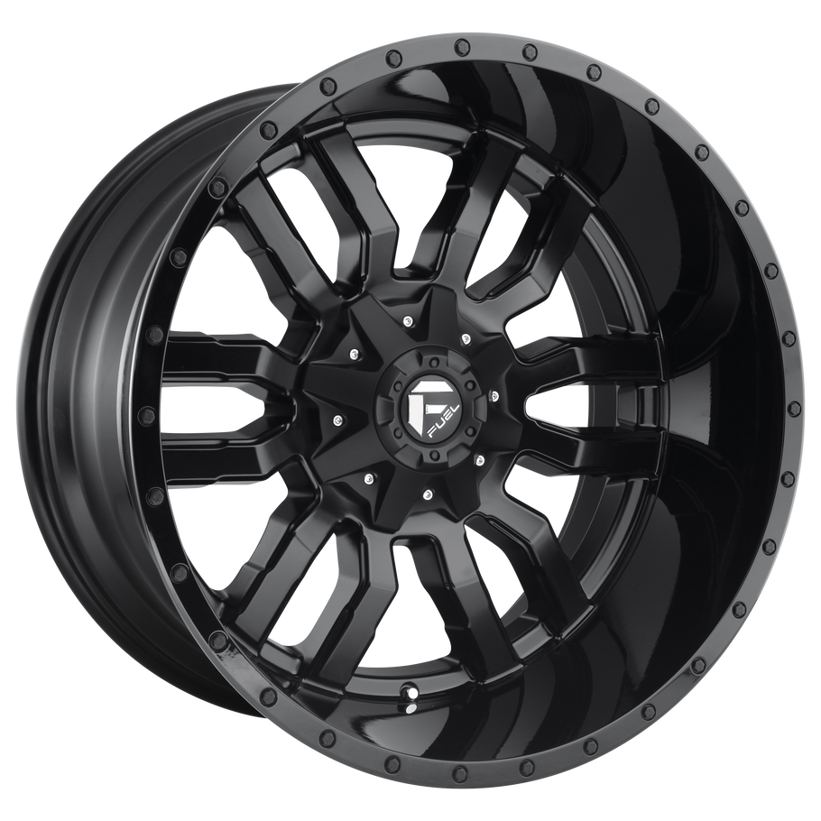 Fuel D596 SLEDGE 18x9 ET20 8x180 124.20mm MATTE BLACK GLOSS BLACK LIP (Load Rated 1678kg)