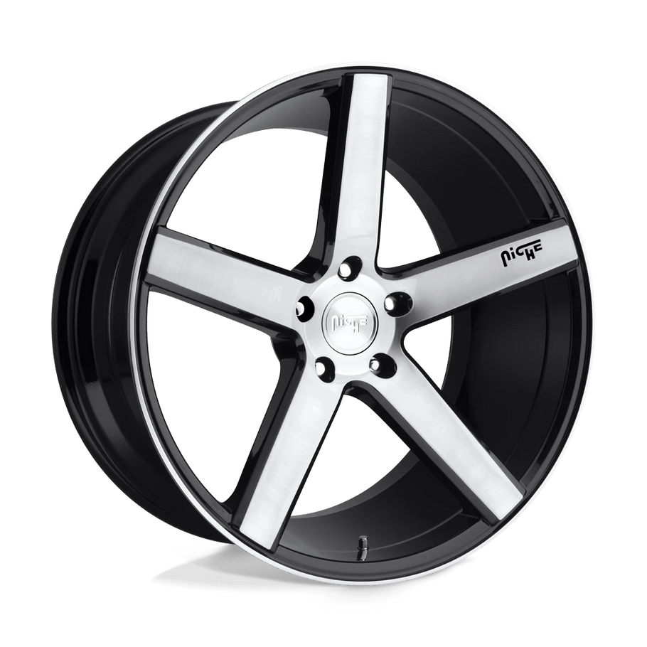Niche M124 MILAN 20x8.5 ET35 5x114.3 72.56mm GLOSS BLACK BRUSHED (Load Rated 816kg)