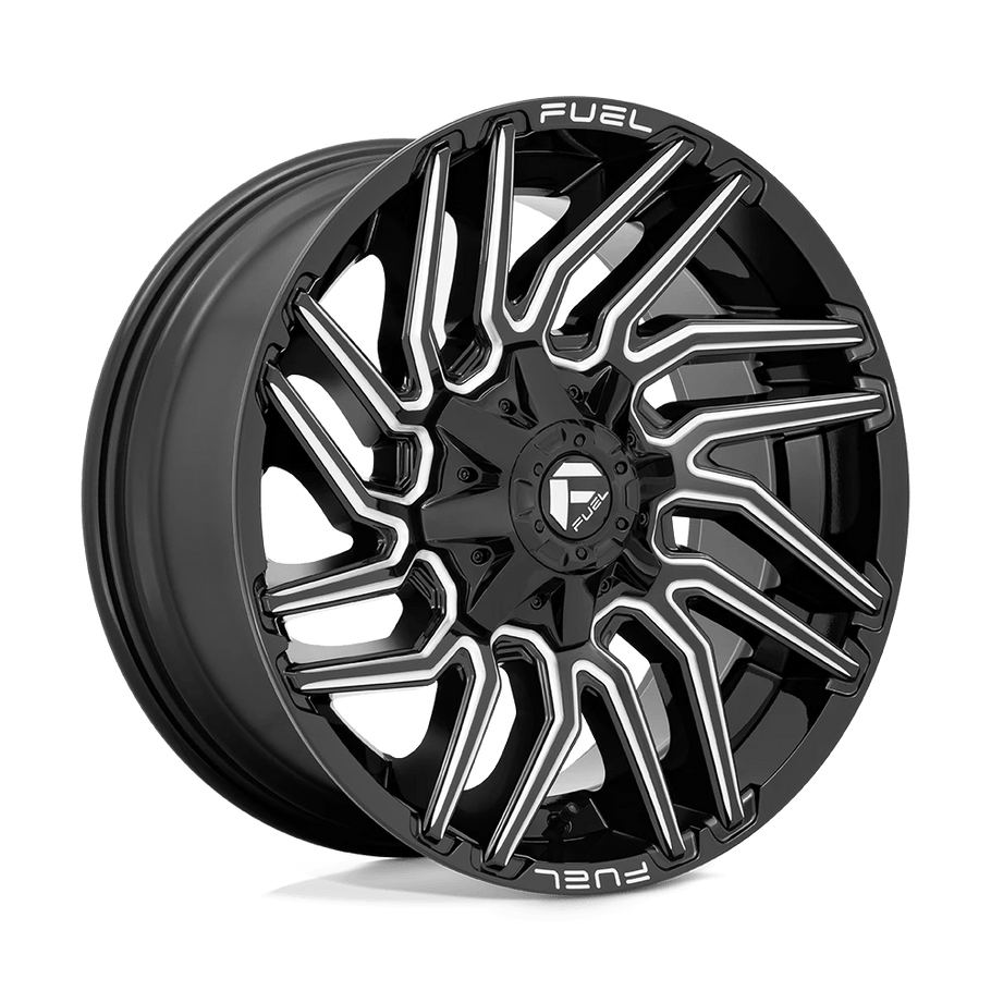 Fuel D773 TYPHOON 22x12 ET-44 8x180 124.20mm GLOSS BLACK MILLED (Load Rated 1678kg)