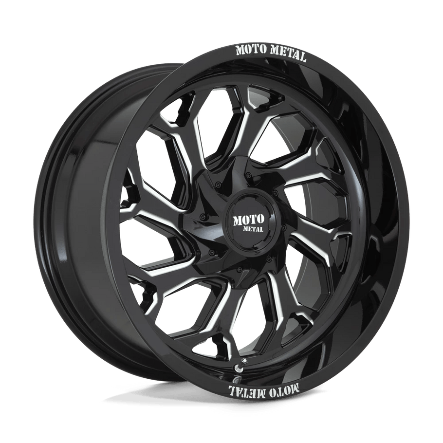Moto Metal MO999 22x12 ET-44 5x127/139.7 78.10mm GLOSS BLACK MILLED (Load Rated 1134kg)