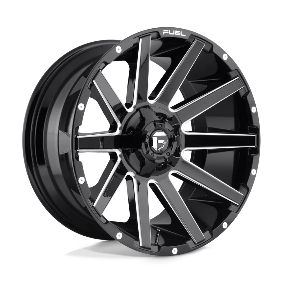 Fuel D615 CONTRA 20x9 ET20 5x139.7/150 110.10mm GLOSS BLACK MILLED (Load Rated 1134kg)