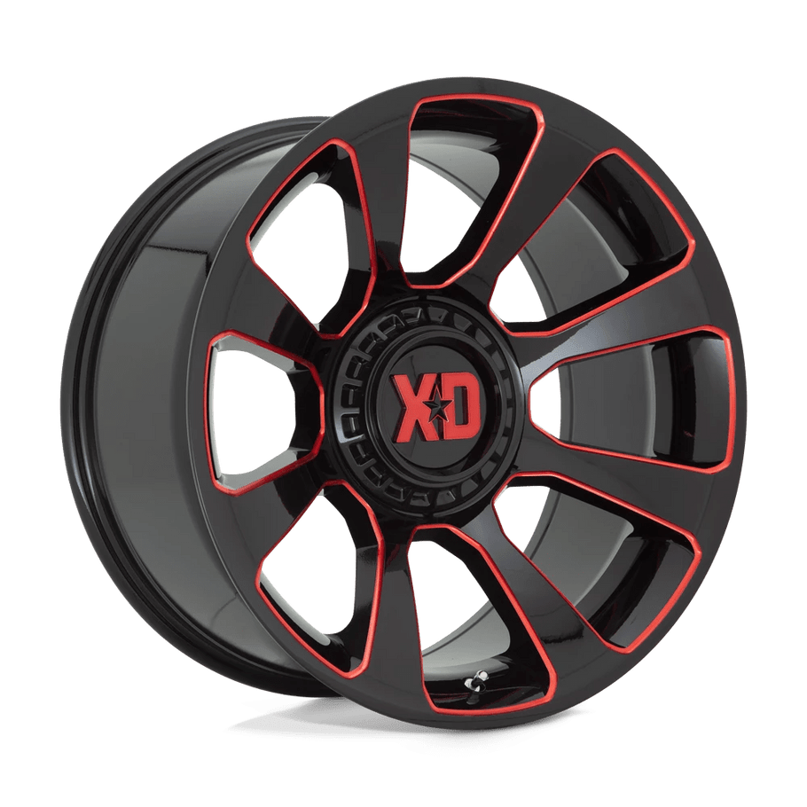 XD XD854 REACTOR 20x10 ET-18 6x135/139.7 106.10mm GLOSS BLACK MILLED W/ RED TINT (Load Rated 1134kg)