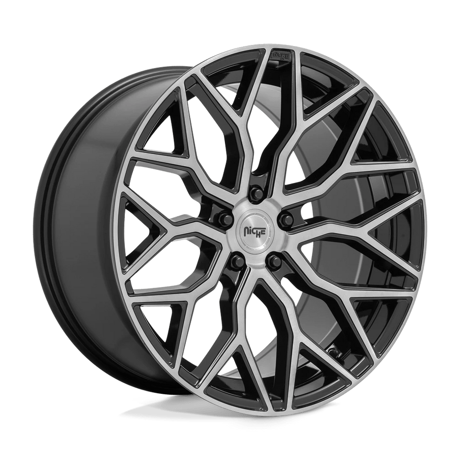 Niche M262 MAZZANTI 20x9 ET35 5x120 72.56mm GLOSS BLACK BRUSHED FACE (Load Rated 816kg)