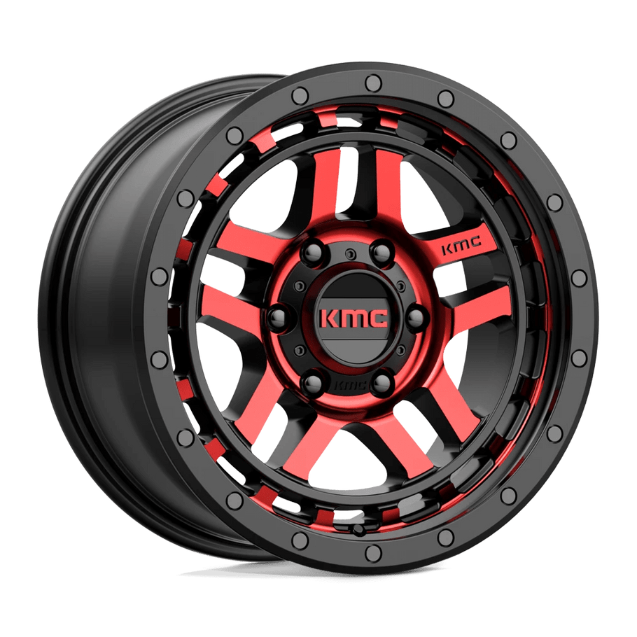 KMC KM540 RECON 17x8.5 ET18 6x139.7 106.10mm GLOSS BLACK MACHINED W/ RED TINT (Load Rated 1134kg)
