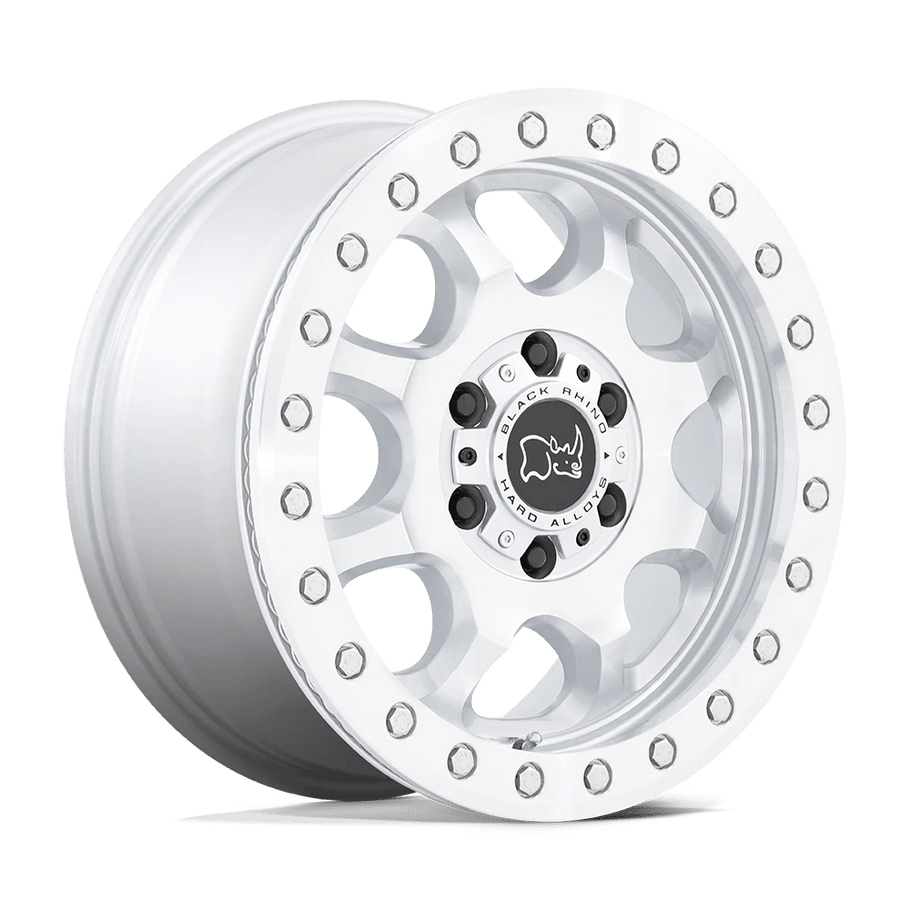 Black Rhino VENTURE BEADLOCK 17x8 ET38 6x130 84.10mm GLOSS SILVER W/ MACHINED FACE (Load Rated 1497kg)