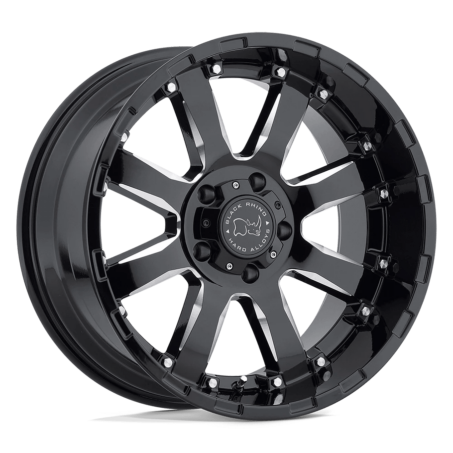 Black Rhino SIERRA 17x9 ET12 6x139.7 112.10mm GLOSS BLACK W/ MILLED SPOKES (Load Rated 1020kg)