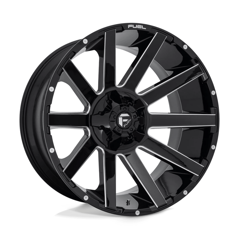 Fuel D615 CONTRA 24x12 ET-44 8x165 125.10mm GLOSS BLACK MILLED (Load Rated 1678kg)