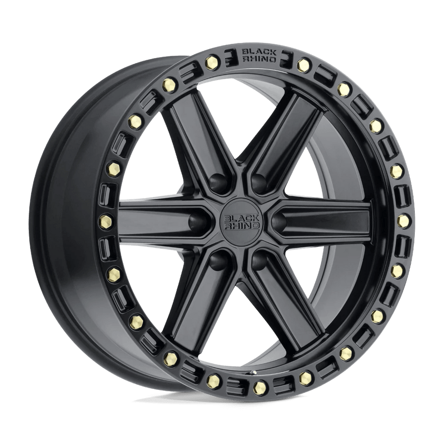 Black Rhino HENDERSON 17x9 ET12 6x132 74.50mm MATTE BLACK W/ BRASS BOLTS (Load Rated 1111kg)