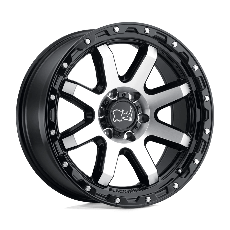 Black Rhino COYOTE 18x9 ET6 8x165 122.40mm GLOSS BLACK W/ MACHINED FACE & STAINLESS BOLTS (Load Rated 1651kg)