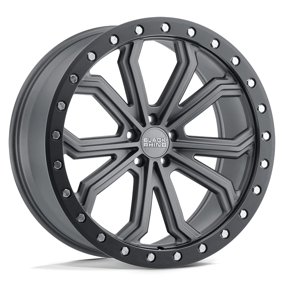 Black Rhino TRABUCO 20x10 ET40 5x112 66.56mm MATTE GUNMETAL W/ BLACK RING & SILVER BOLTS (Load Rated 1020kg)