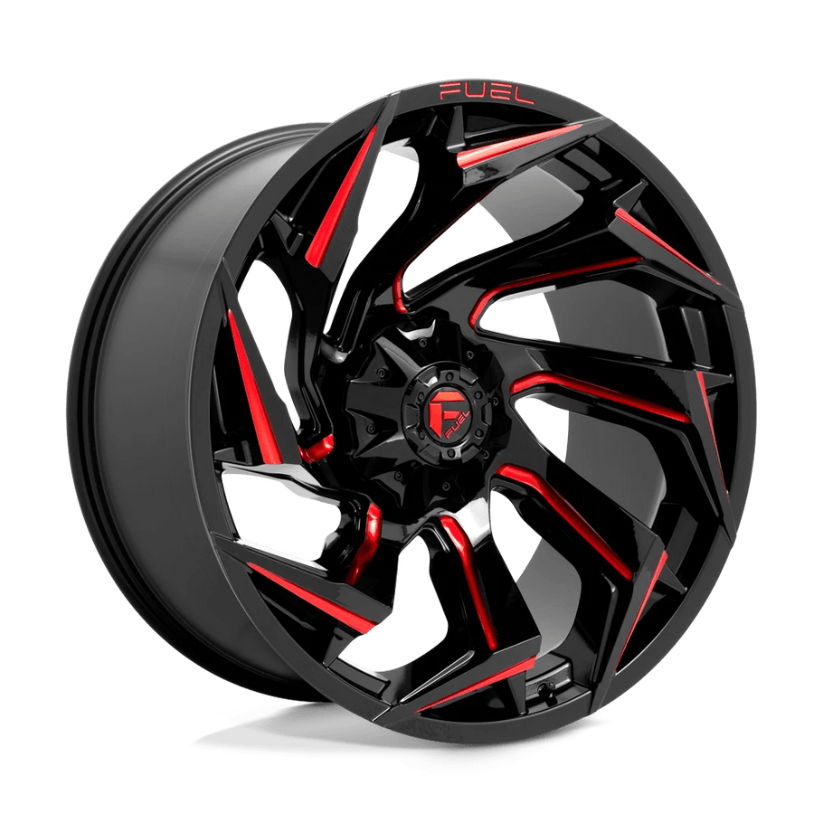 Fuel D755 REACTION 24x12 ET-44 8x165 125.10mm GLOSS BLACK MILLED W/ RED TINT (Load Rated 1678kg)