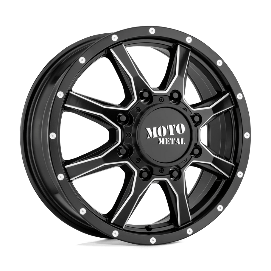 Moto Metal MO995 20x8.25 ET127 8x165 121.50mm SATIN BLACK MILLED - FRONT (Load Rated 1451kg)