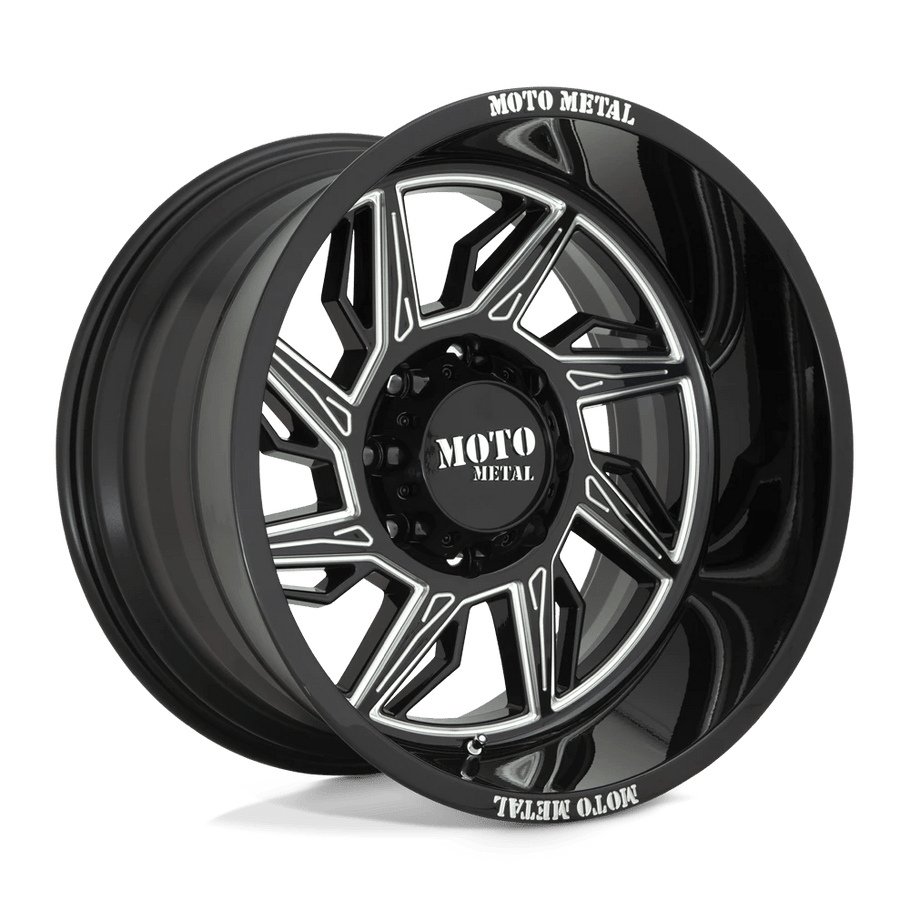 Moto Metal MO997 HURRICANE 20x12 ET-44 8x180 124.20mm GLOSS BLACK MILLED - LEFT DIRECTIONAL (Load Rated 1651kg)