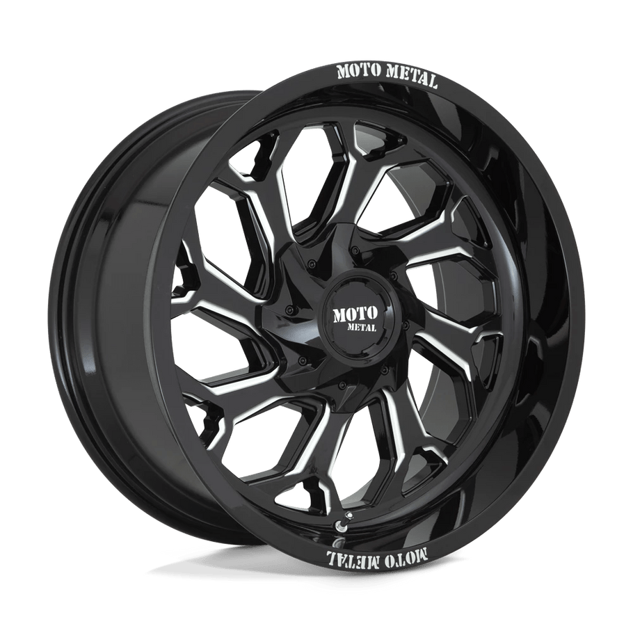 Moto Metal MO999 20x10 ET-18 8x180 124.20mm GLOSS BLACK MILLED (Load Rated 1651kg)