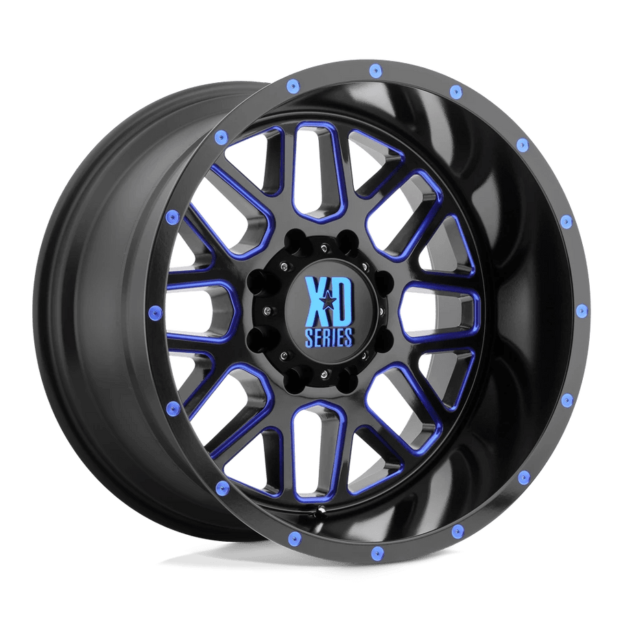 XD XD820 GRENADE 20x9 ET0 5x127 78.10mm SATIN BLACK MILLED W/ BLUE TINTED CLEAR COAT (Load Rated 1134kg)