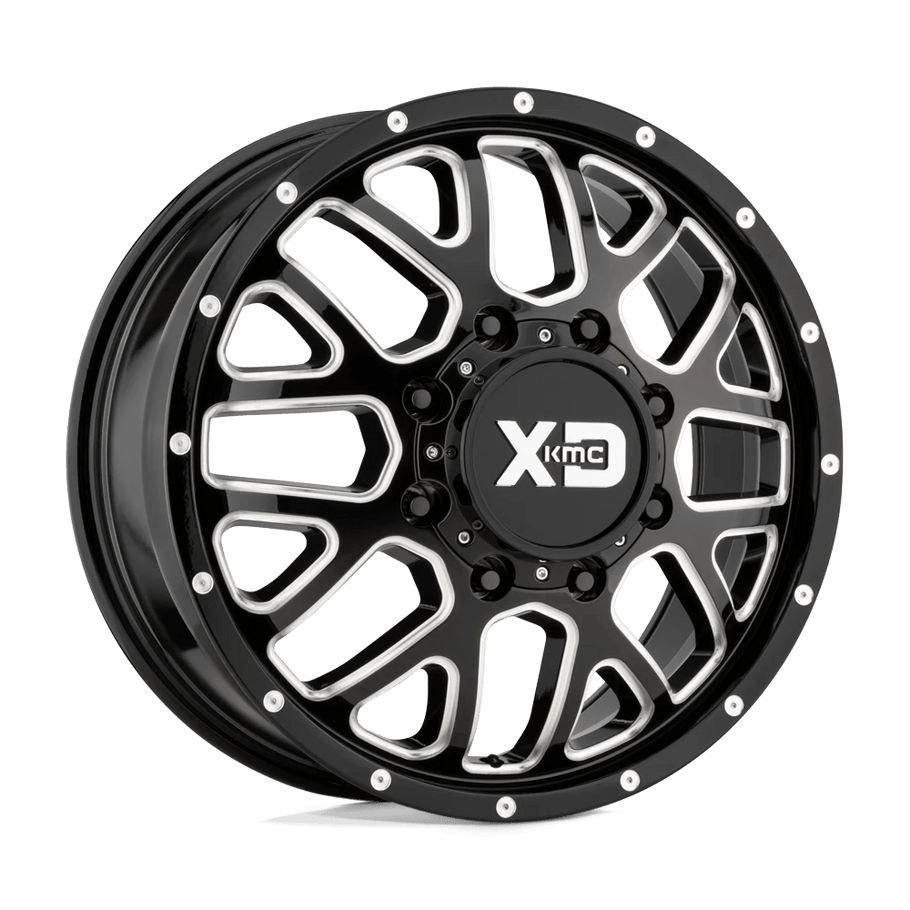 XD XD843 GRENADE DUALLY 20x8.25 ET127 8x165 117.00mm GLOSS BLACK MILLED - FRONT (Load Rated 1451kg)