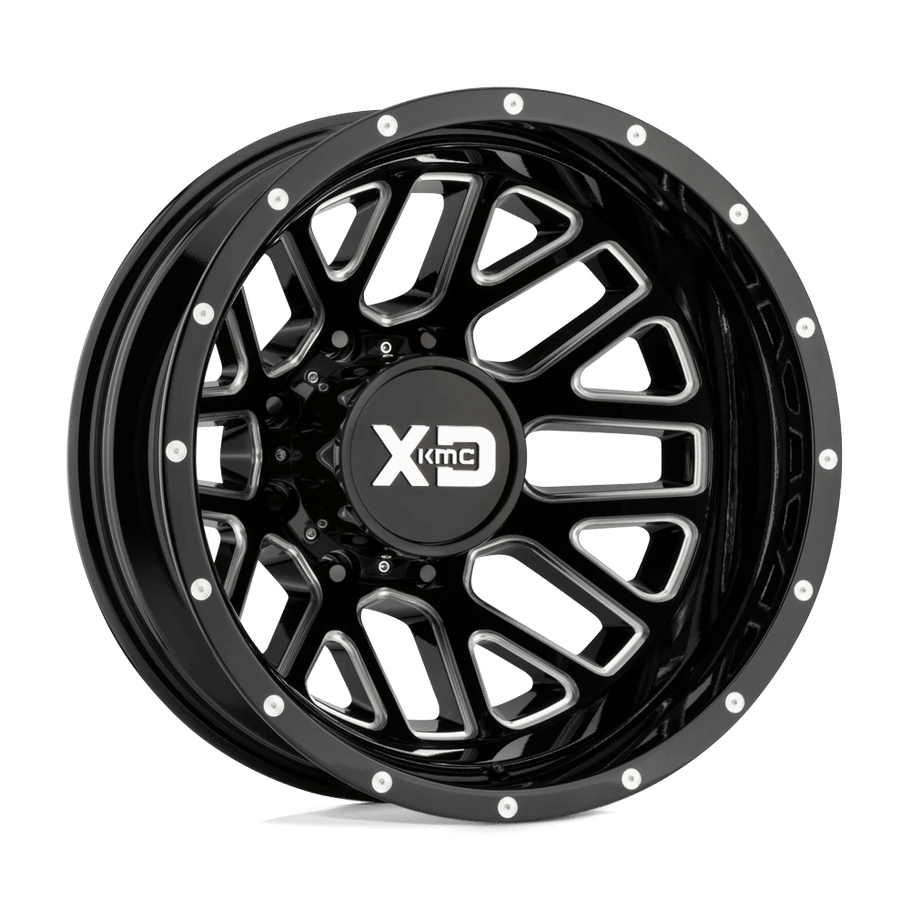 XD XD843 GRENADE DUALLY 17x6.5 ET-140 8x210 154.30mm GLOSS BLACK MILLED - REAR (Load Rated 1451kg)