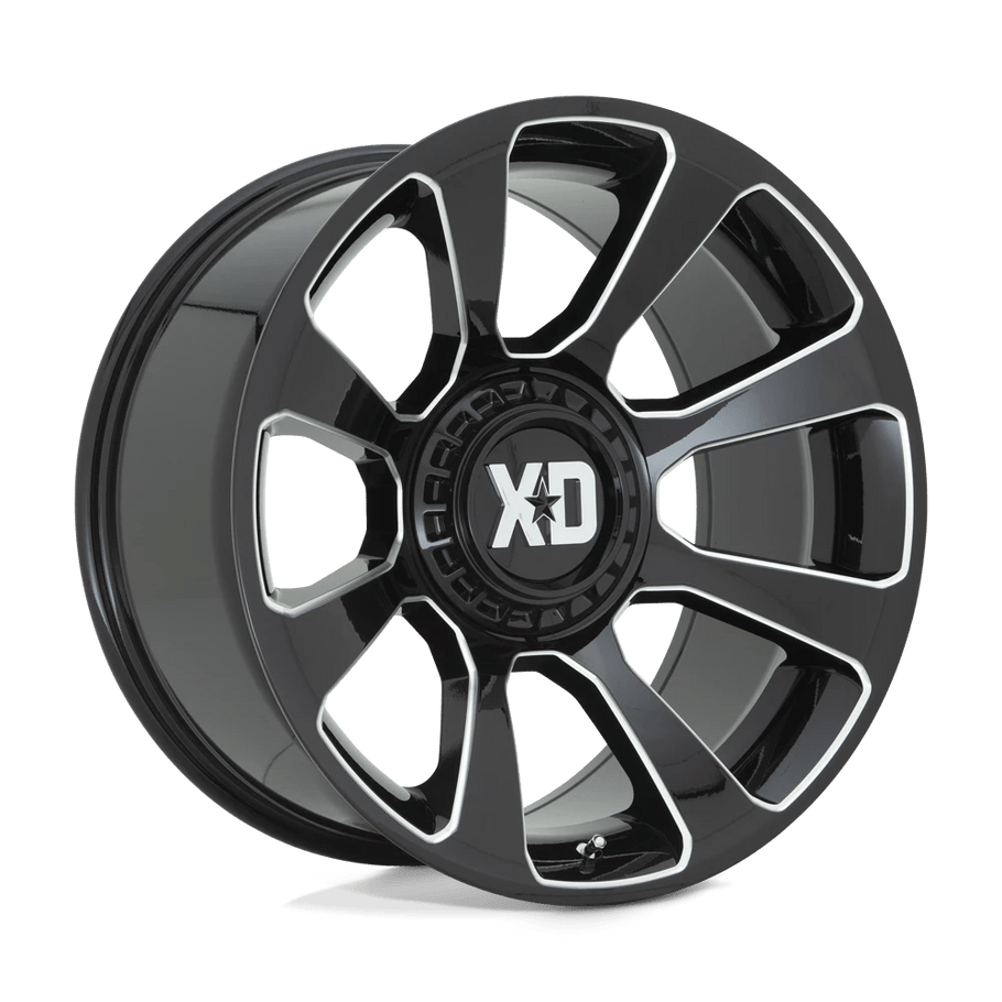 XD XD854 REACTOR 20x9 ET18 6x135/139.7 106.10mm GLOSS BLACK MILLED (Load Rated 1134kg)