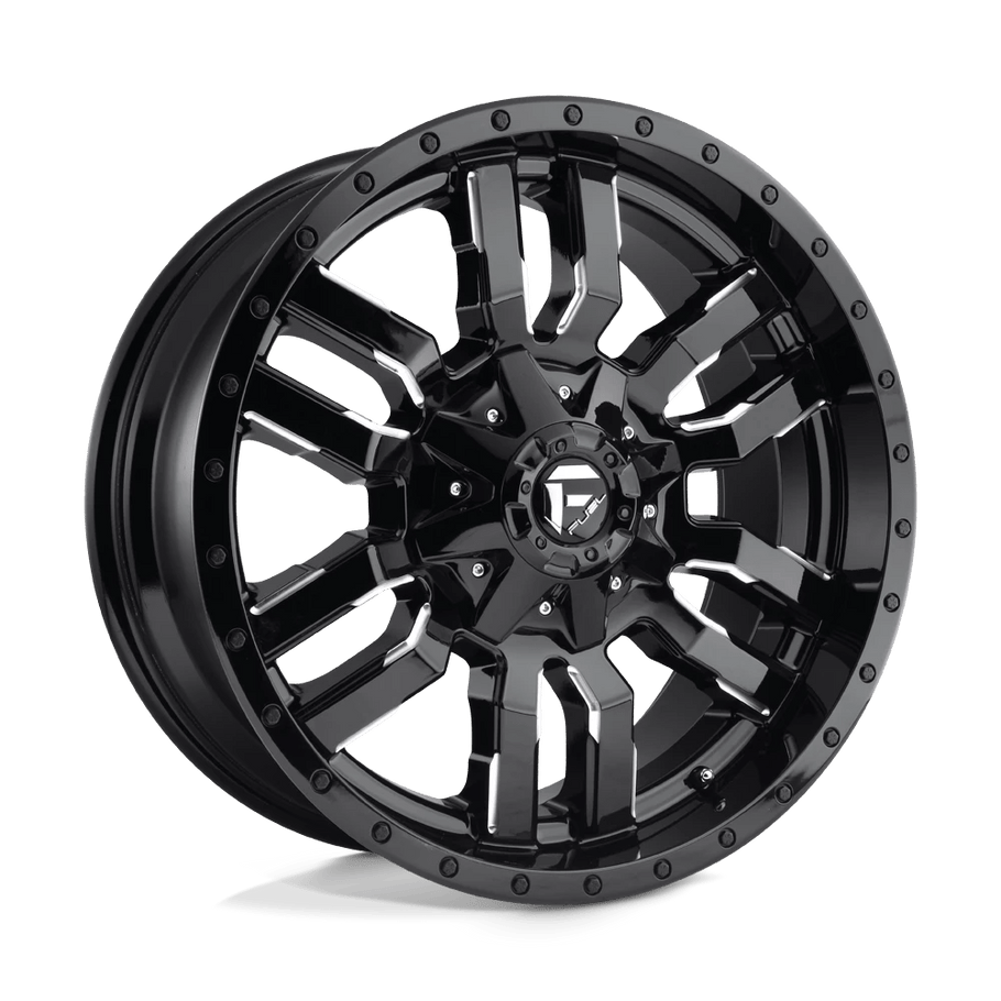 Fuel D595 SLEDGE 22x9.5 ET20 8x165 125.10mm GLOSS BLACK MILLED (Load Rated 1678kg)