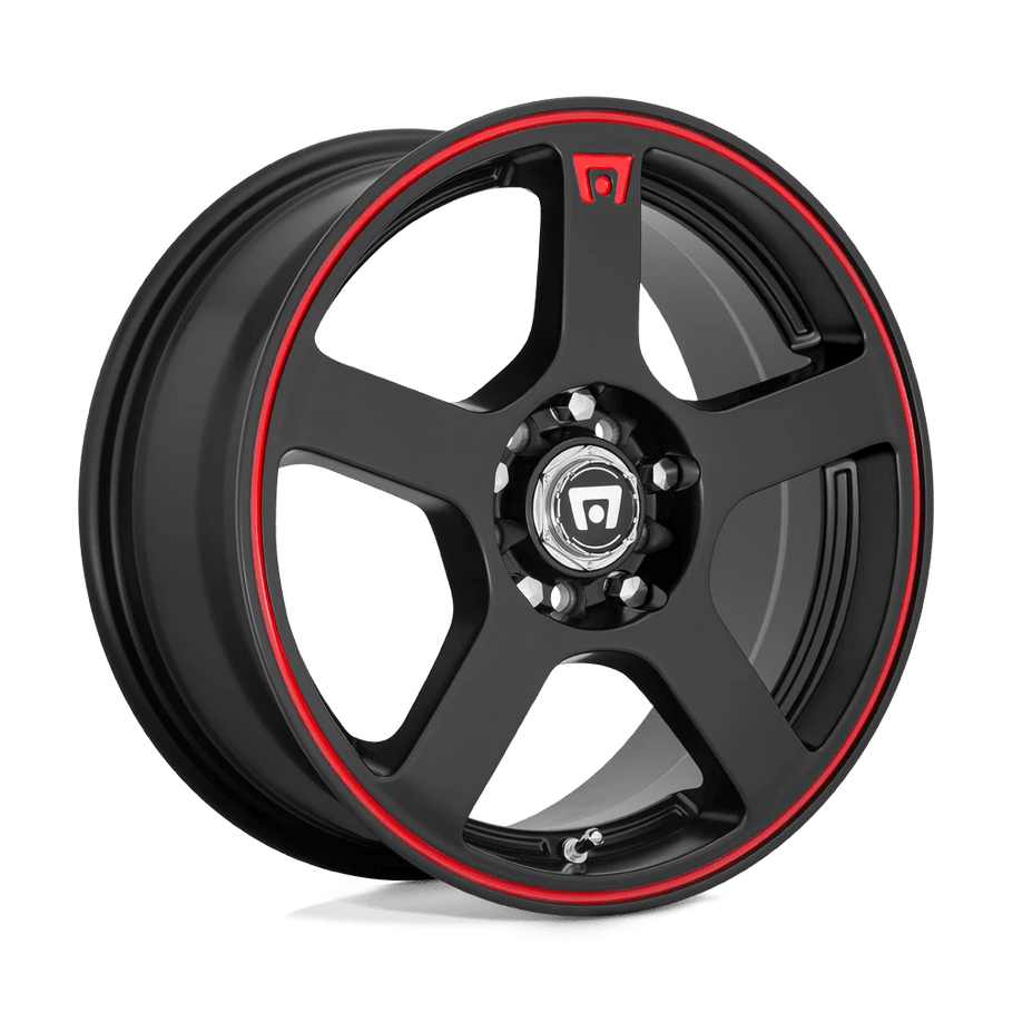 Motegi Racing MR116 FS5 17x7 ET40 5x112/114.3 72.56mm MATTE BLACK W/ RED STRIPE (Load Rated 717kg)