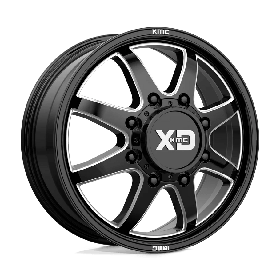 XD XD845 PIKE DUALLY 20x8.25 ET105 8x170 125.10mm GLOSS BLACK MILLED - FRONT (Load Rated 1451kg)