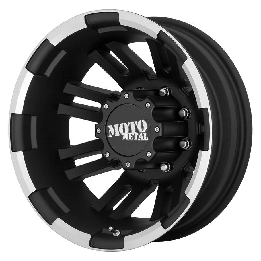 Moto Metal MO963 17x6 ET-134 8x165 125.10mm MATTE BLACK MACHINED DUALLY - REAR (Load Rated 1451kg)