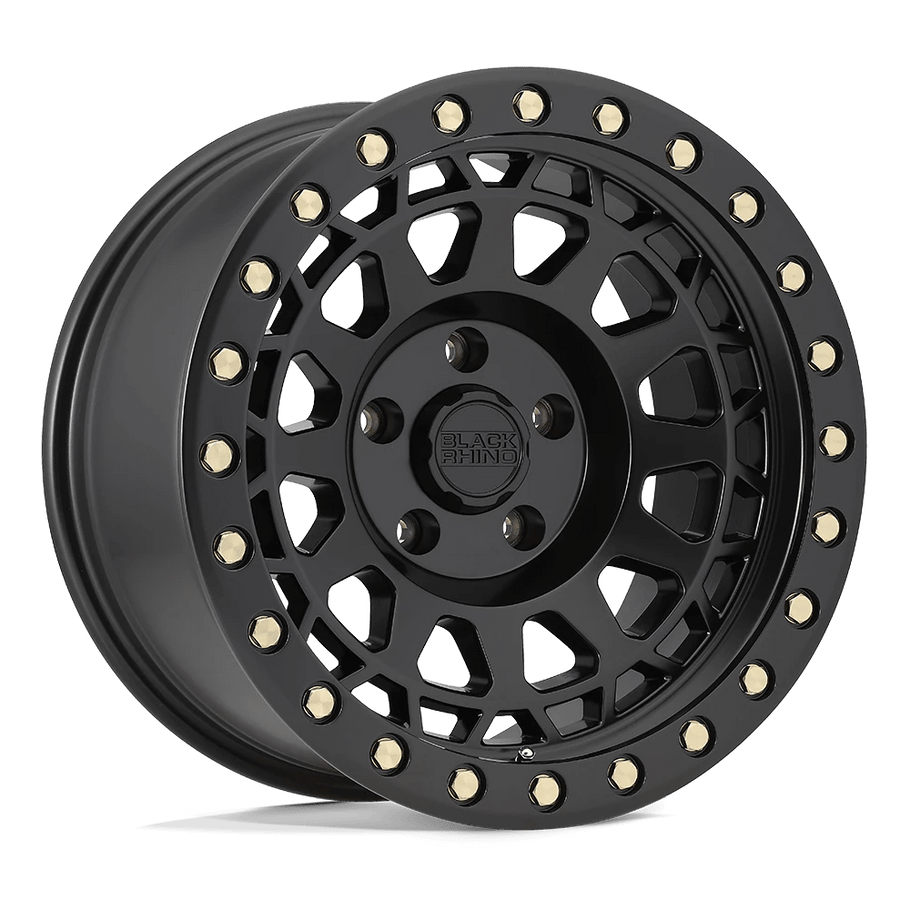 Black Rhino PRIMM 17x9 ET-12 6x139.7 112.10mm MATTE BLACK W/ BRASS BOLTS (Load Rated 1651kg)