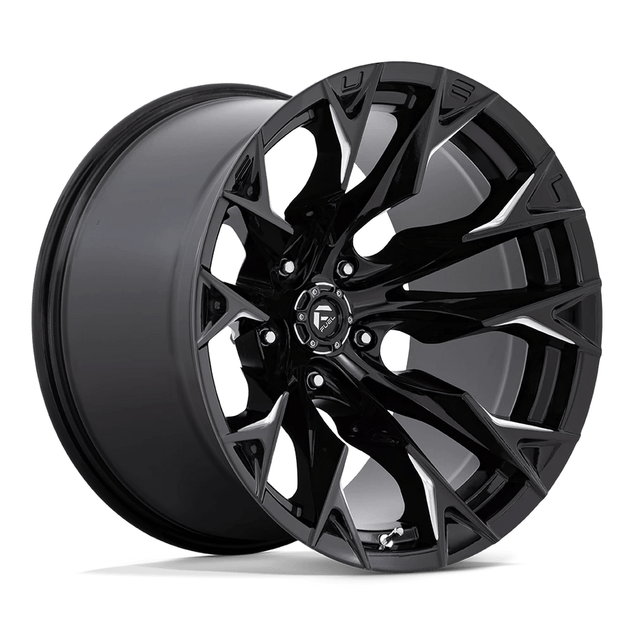 Fuel D803 FLAME 20x12 ET-44 5x139.7 78.10mm GLOSS BLACK MILLED (Load Rated 1134kg)