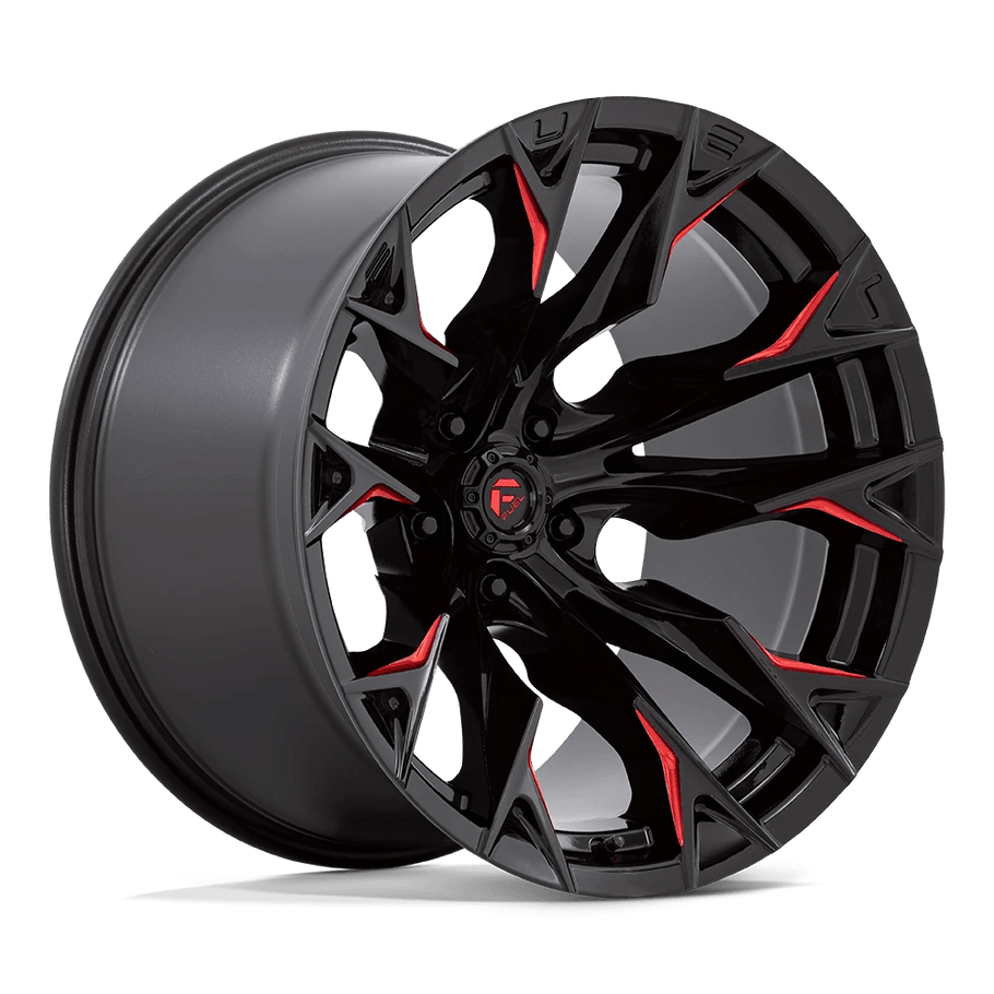 Fuel D823 FLAME 20x12 ET-44 5x127 71.50mm GLOSS BLACK MILLED W/ CANDY RED (Load Rated 1134kg)