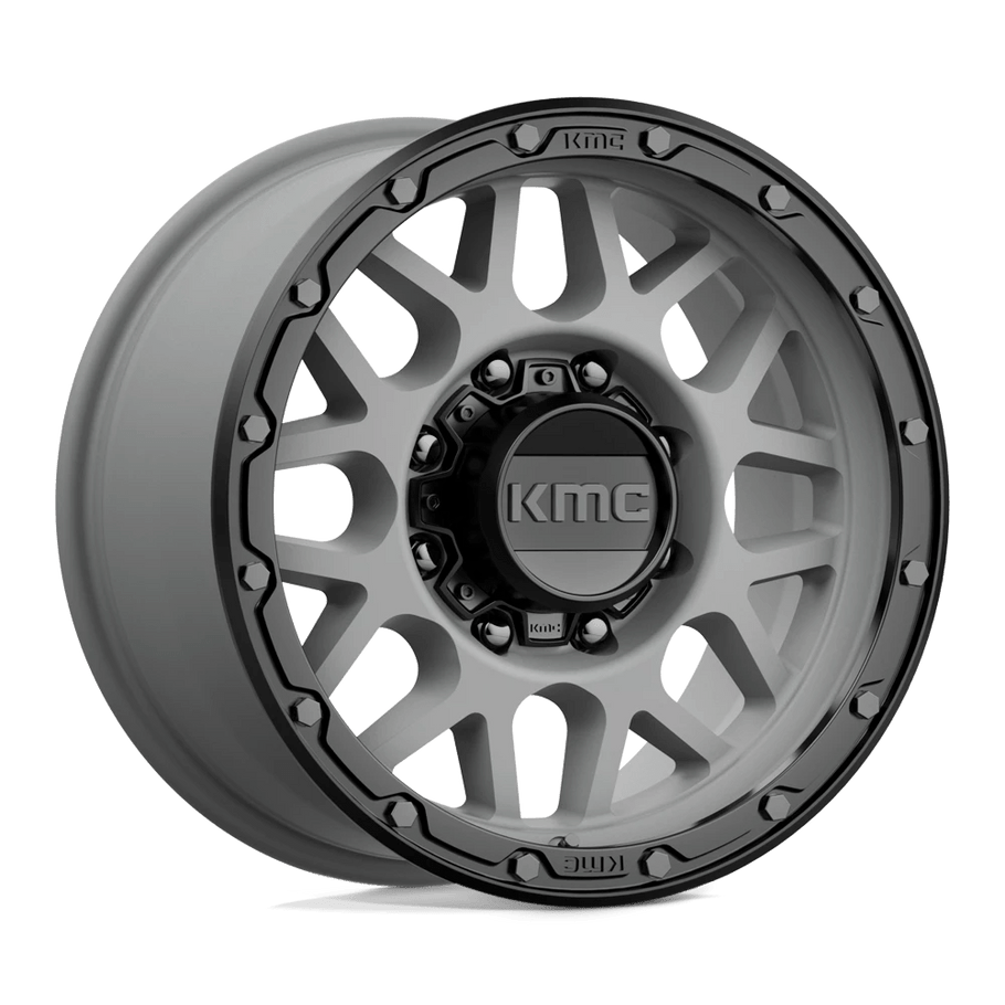 KMC KM535 GRENADE OFF-ROAD 17x9 ET18 8x165 125.10mm MATTE GRAY W/ MATTE BLACK LIP (Load Rated 1651kg)