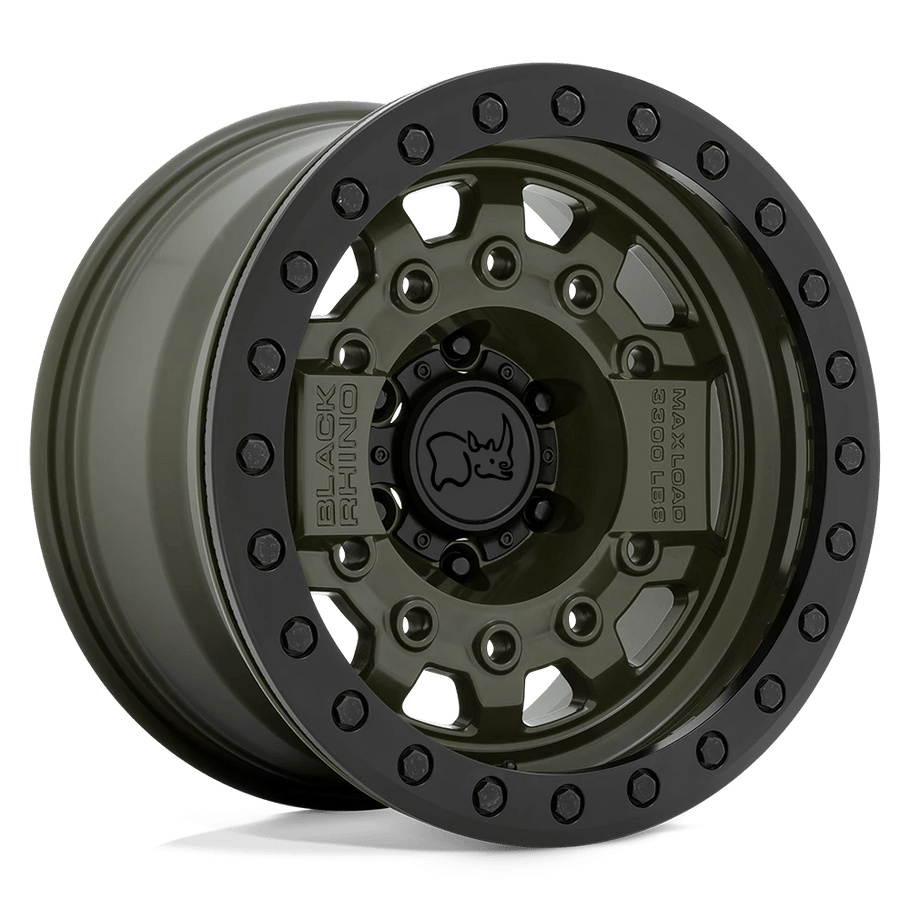 Black Rhino AVENGER BEADLOCK 17x8.5 ET0 6x139.7 112.10mm OLIVE DRAB GREEN W/ BLACK HARDWARE (Load Rated 1497kg)