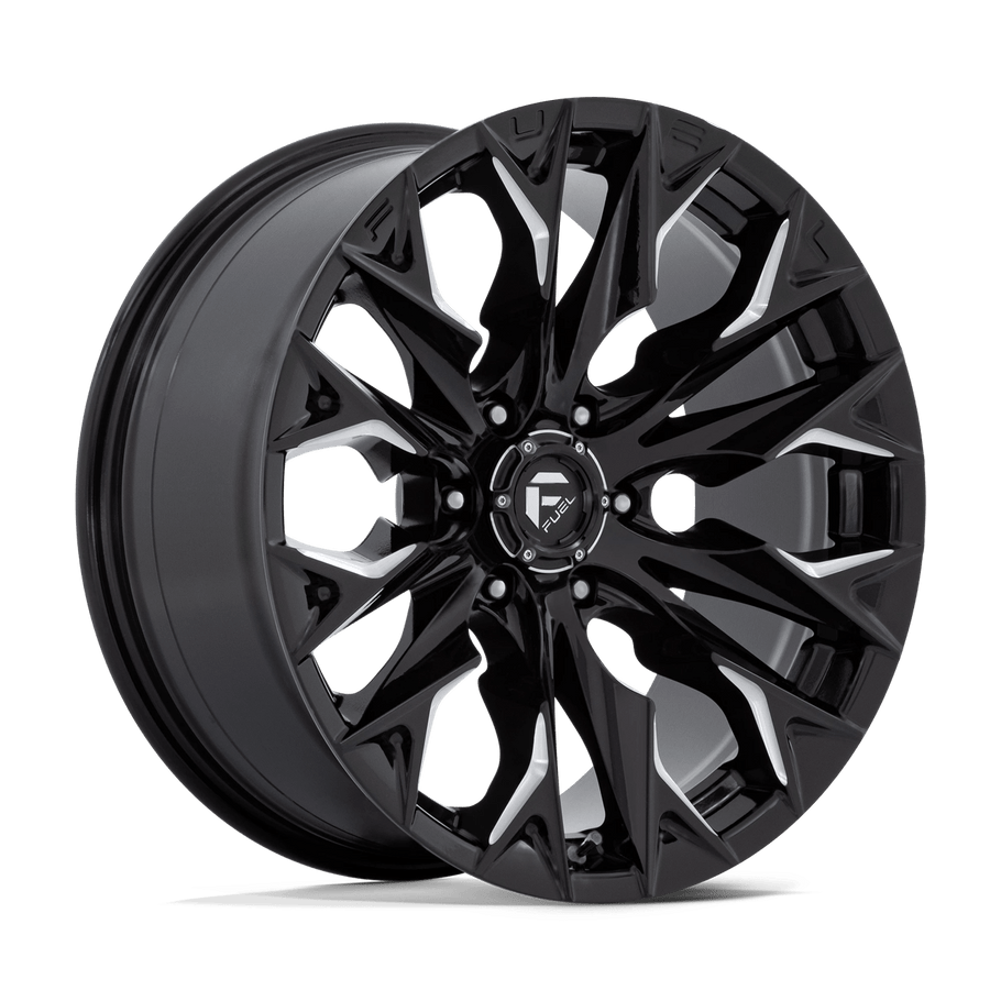 Fuel D803 FLAME 20x9 ET1 6x139.7 106.10mm GLOSS BLACK MILLED (Load Rated 1134kg)