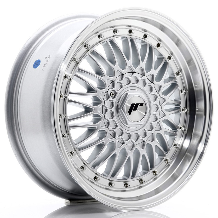 JR Wheels JR9 17x7.5 ET20-35 CUSTOM PCD Silver w/Machined Lip+Silver Rivets