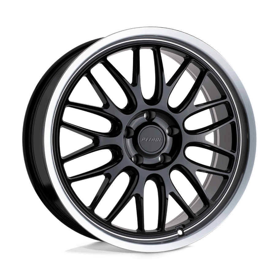 Petrol P4C 16x7 ET40 5x112 66.56mm GLOSS BLACK W/ MACHINED CUT LIP (Load Rated 771kg)