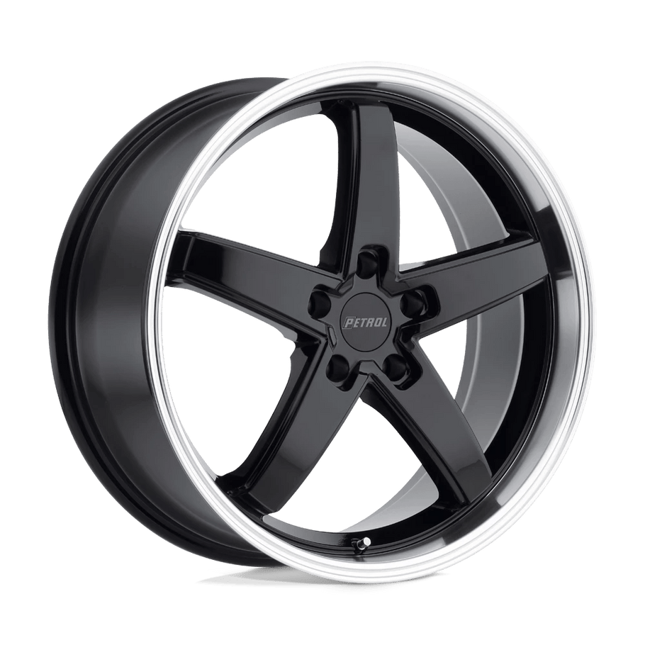 Petrol P1B 17x8 ET32 5x112 72.10mm GLOSS BLACK W/ MACHINED CUT LIP (Load Rated 771kg)