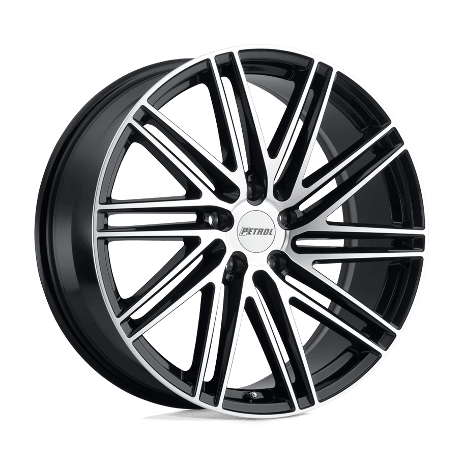 Petrol P1C 17x8 ET40 5x112 72.10mm GLOSS BLACK W/ MACHINED FACE (Load Rated 771kg)