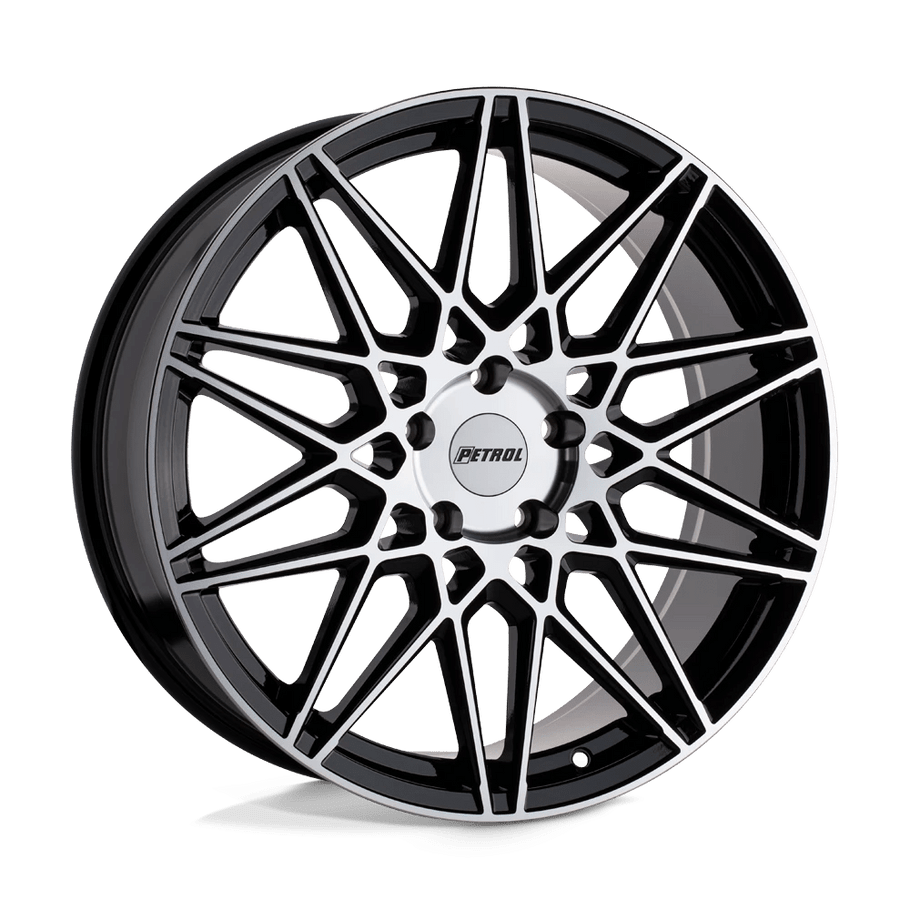 Petrol P3C 18x8 ET40 5x110 72.10mm GLOSS BLACK W/ MACHINED FACE (Load Rated 771kg)