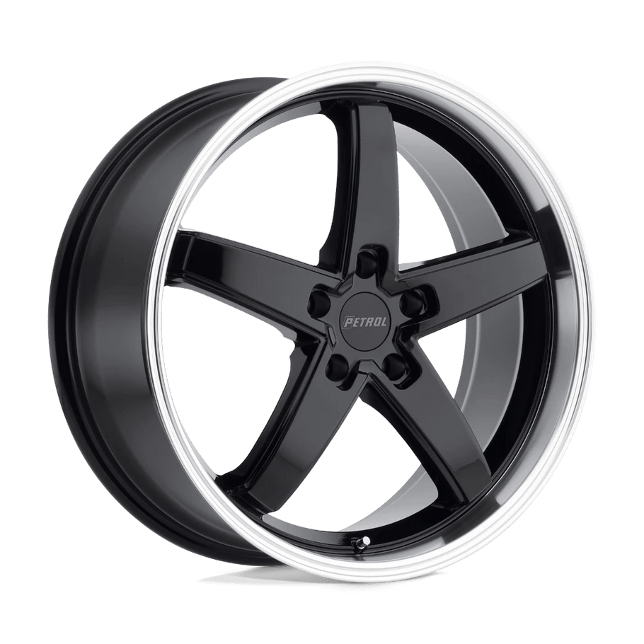 Petrol P1B 20x8.5 ET35 5x120 76.10mm GLOSS BLACK W/ MACHINED CUT LIP (Load Rated 907kg)