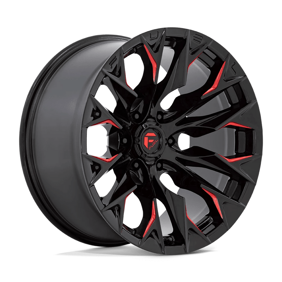 Fuel D823 FLAME 20x9 ET1 5x127 71.50mm GLOSS BLACK MILLED W/ CANDY RED (Load Rated 1134kg)