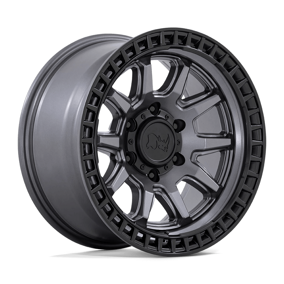 Black Rhino CALICO 17x8.5 ET34 5x114.3 72.56mm MATTE GUNMETAL W/ MATTE BLACK LIP (Load Rated 952kg)