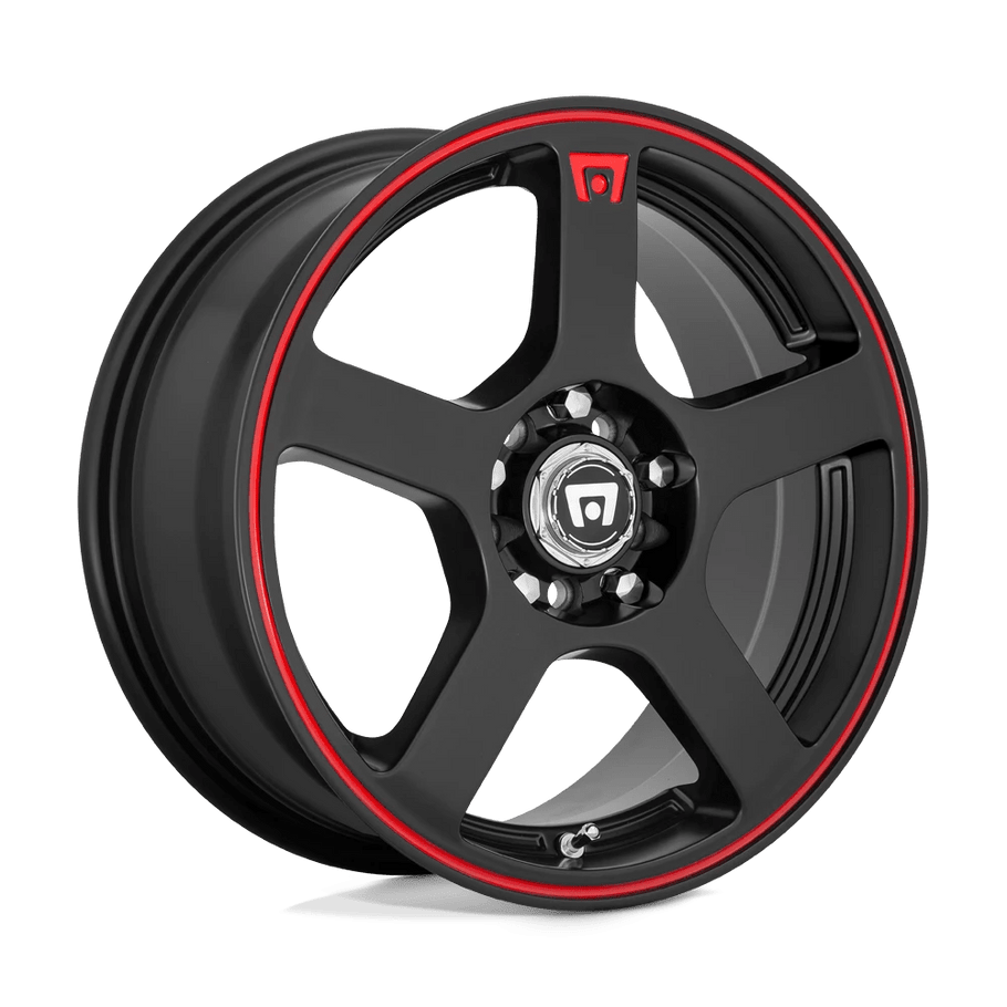 Motegi Racing MR116 FS5 16x7 ET40 4x108/114.3 72.56mm MATTE BLACK W/ RED STRIPE (Load Rated 717kg)
