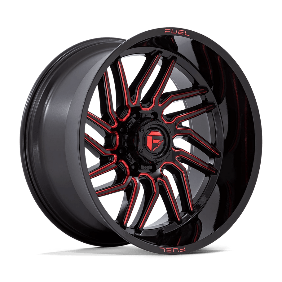 Fuel D808 HURRICANE 24x12 ET-44 8x165 125.10mm GLOSS BLACK MILLED RED TINT (Load Rated 1678kg)