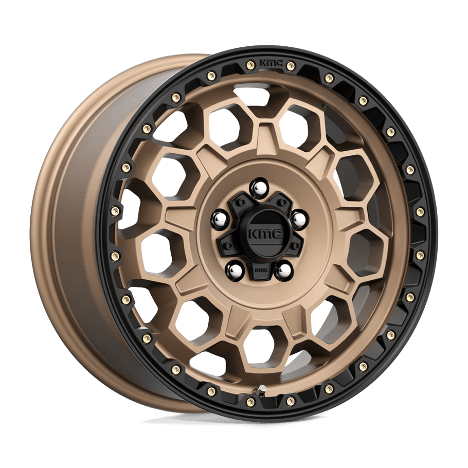 KMC KM545 TREK 17x8 ET38 5x108 72.56mm MATTE BRONZE W/ BLACK LIP (Load Rated 1134kg)