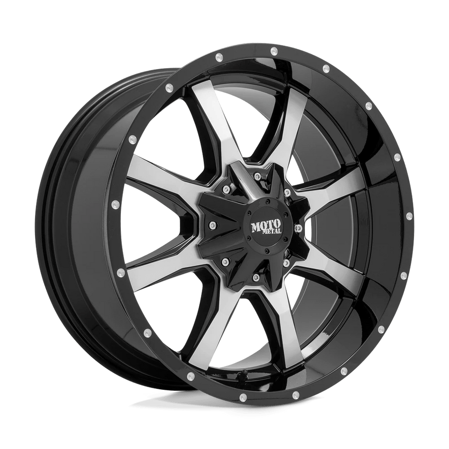 Moto Metal MO970 18x9 ET18 5x140/150 110.10mm GLOSS BLACK W/ MACHINED FACE (Load Rated 1134kg)