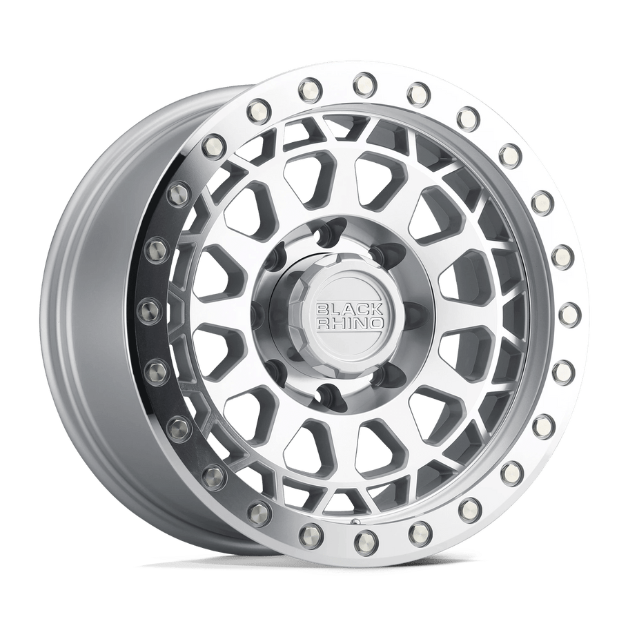 Black Rhino PRIMM 17x8.5 ET-38 8x165 125.10mm SILVER W/ MIRROR FACE & MACHINED RING (Load Rated 1651kg)