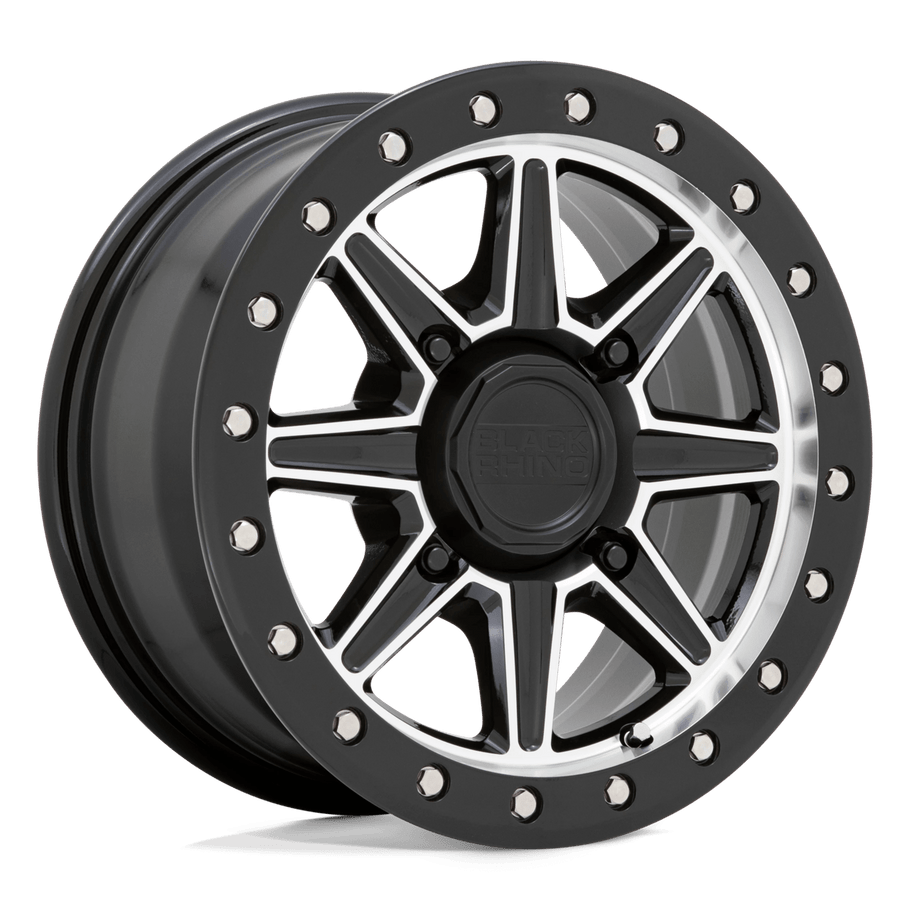 Black Rhino WEBB UTV 15x7 ET36 4x156 132.00mm GLOSS BLACK W/ MACHINED FACE (Load Rated 735kg)